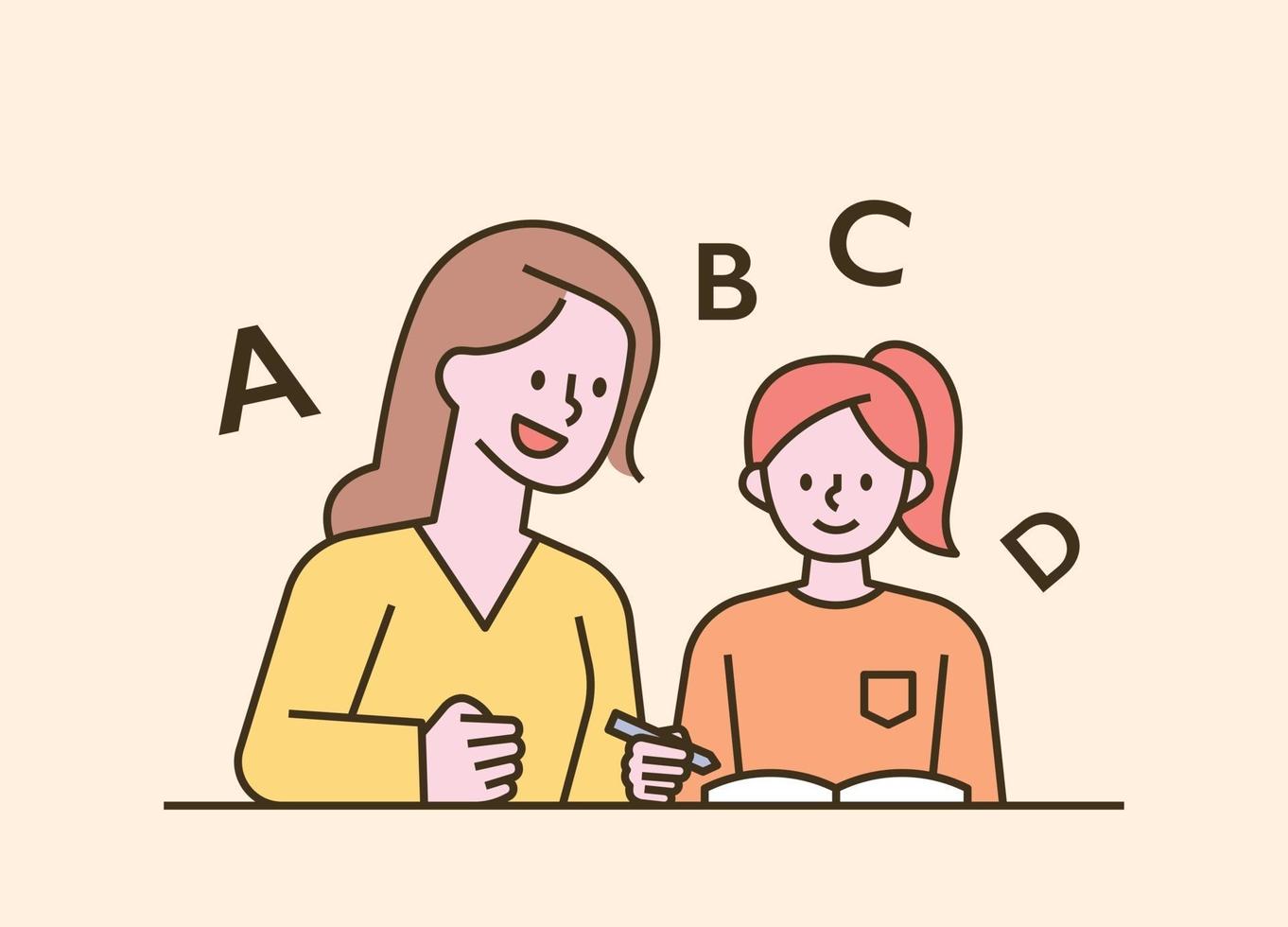 kinderen zitten aan hun bureau en thuisonderwijs. platte ontwerpstijl minimale vectorillustratie. vector