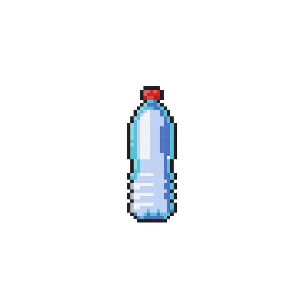 plastic fles in pixel kunst stijl vector