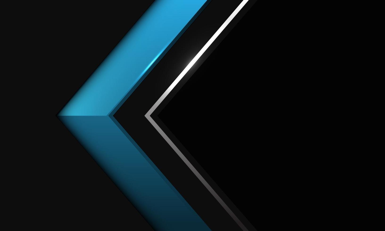 abstracte blauwe zilveren lijn pijl schaduw richting op zwart metallic met lege ruimte ontwerp moderne futuristische achtergrond vectorillustratie. vector