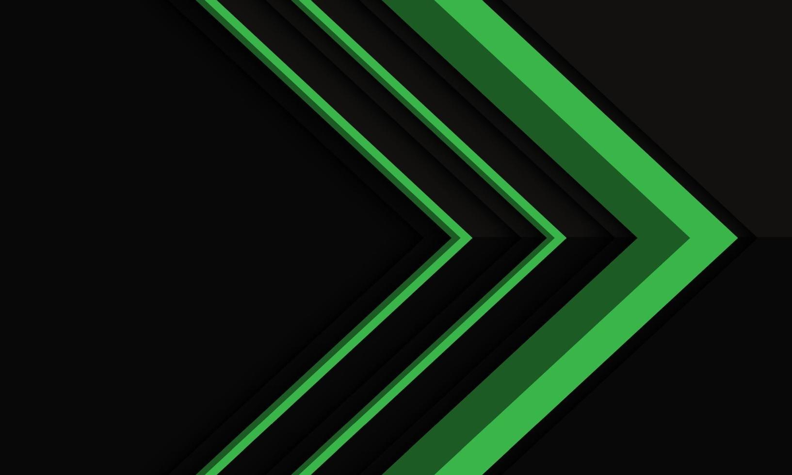 abstracte groene pijl richting op zwarte metalen schaduw met lege ruimte ontwerp moderne futuristische achtergrond vectorillustratie. vector