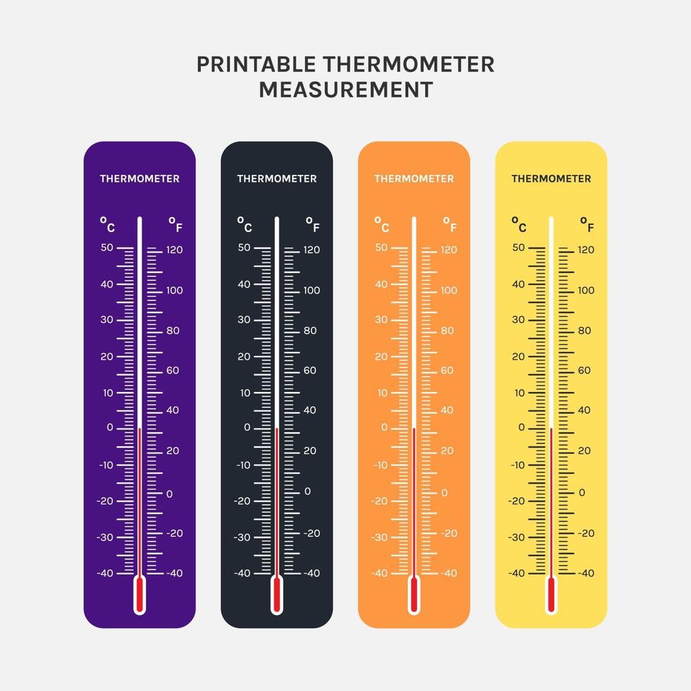 afdrukbaar van thermometergebruik voor het meten van luchttemperatuur, lichaam en andere meetdoeleinden vector