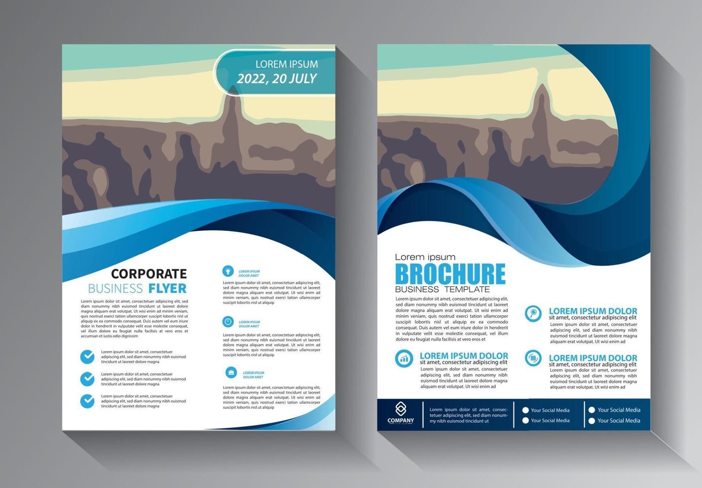 blauwe flyer zakelijke sjabloon vector