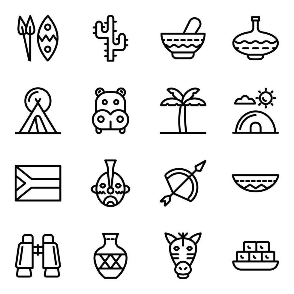 cultureel element van Afrikaanse icon set vector