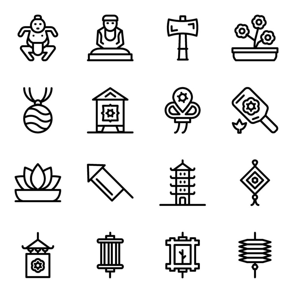 Japanse culturele en traditionele icon set vector