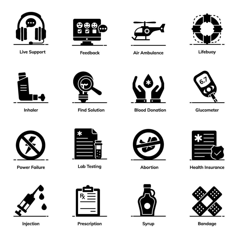 spoedeisende medische en gezondheidszorg icon set vector