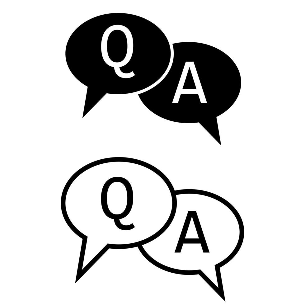 FAQ icoon vector. vragen en antwoorden illustratie teken. q en een toespraak schets en gevulde vector symbool.