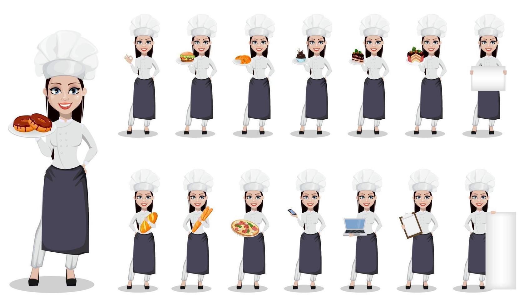 mooie bakkersvrouw in professioneel uniform vector