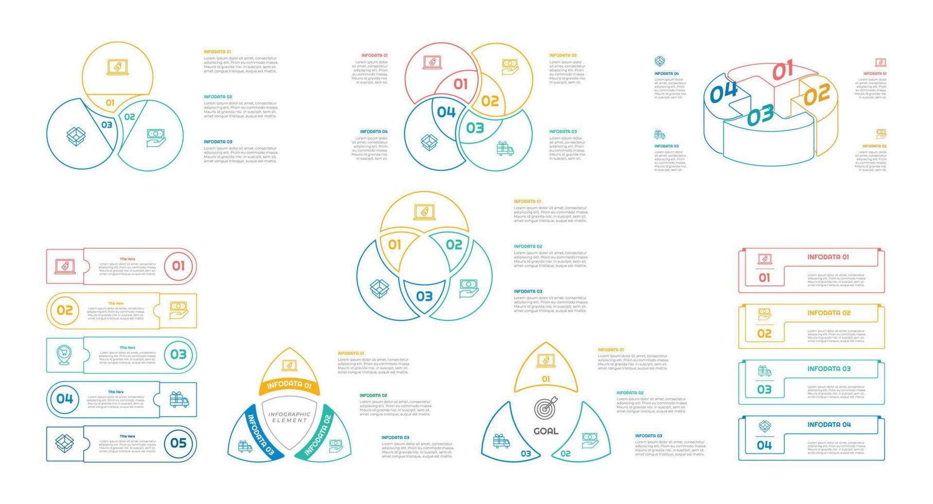 infographic bundel reeks met 4, 5, 6 stappen, opties of processen voor workflow lay-out, diagram, jaar- rapport, presentatie en web ontwerp. vector