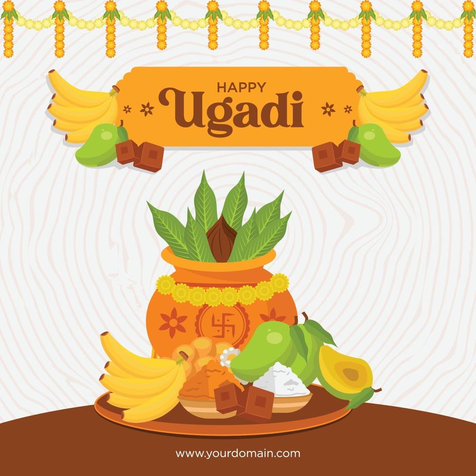 realistisch ontwerp van de banner van de viering van ugadi vector