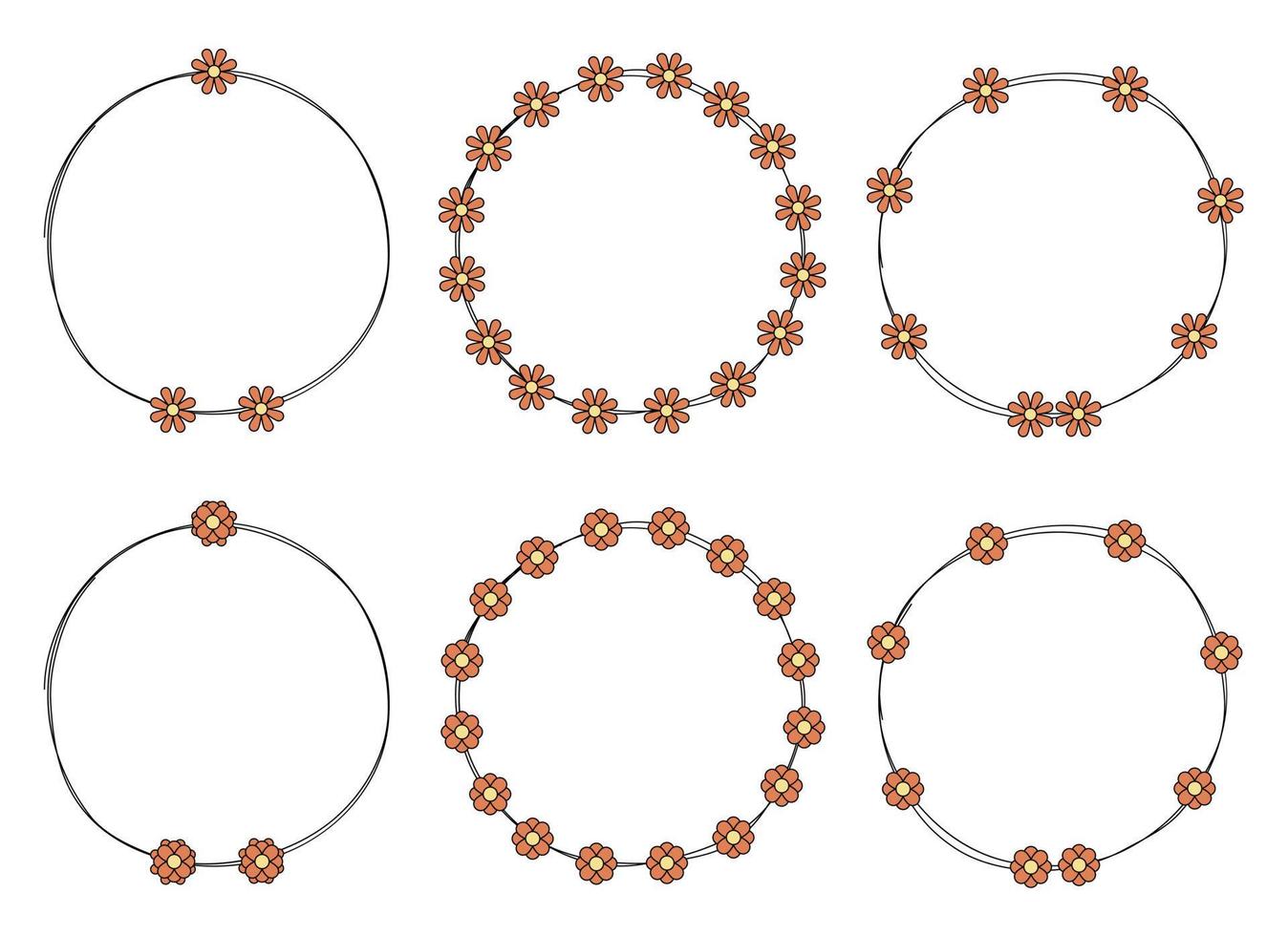 cirkel kader decoratie element met bloemen klem kunst vector