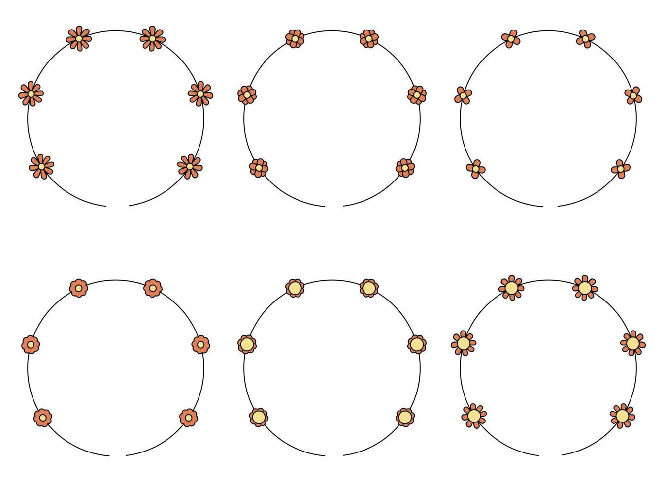 cirkel kader decoratie element met bloemen klem kunst vector