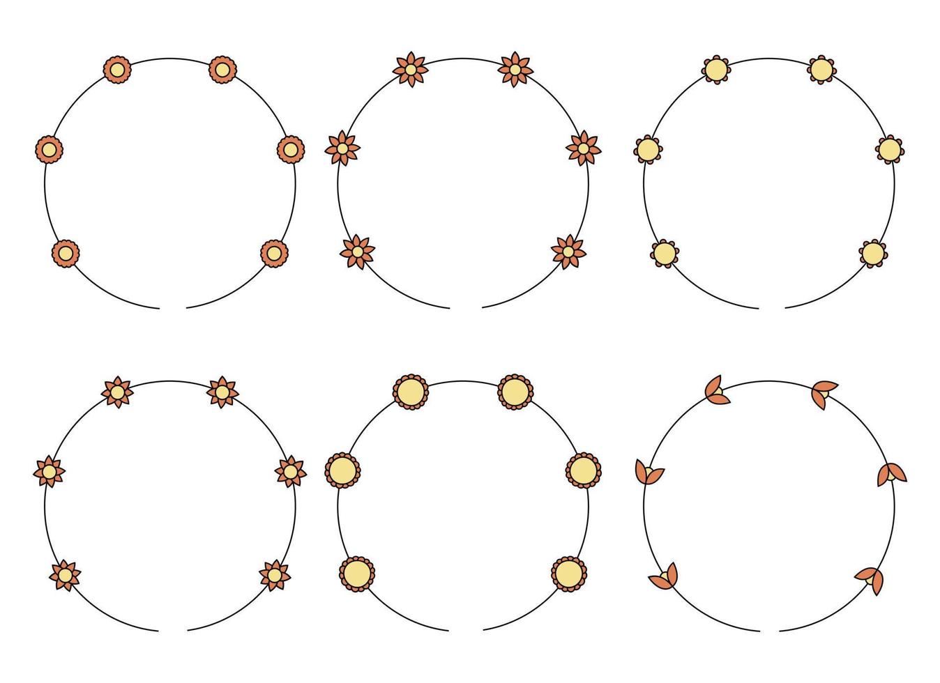 cirkel kader decoratie element met bloemen klem kunst vector