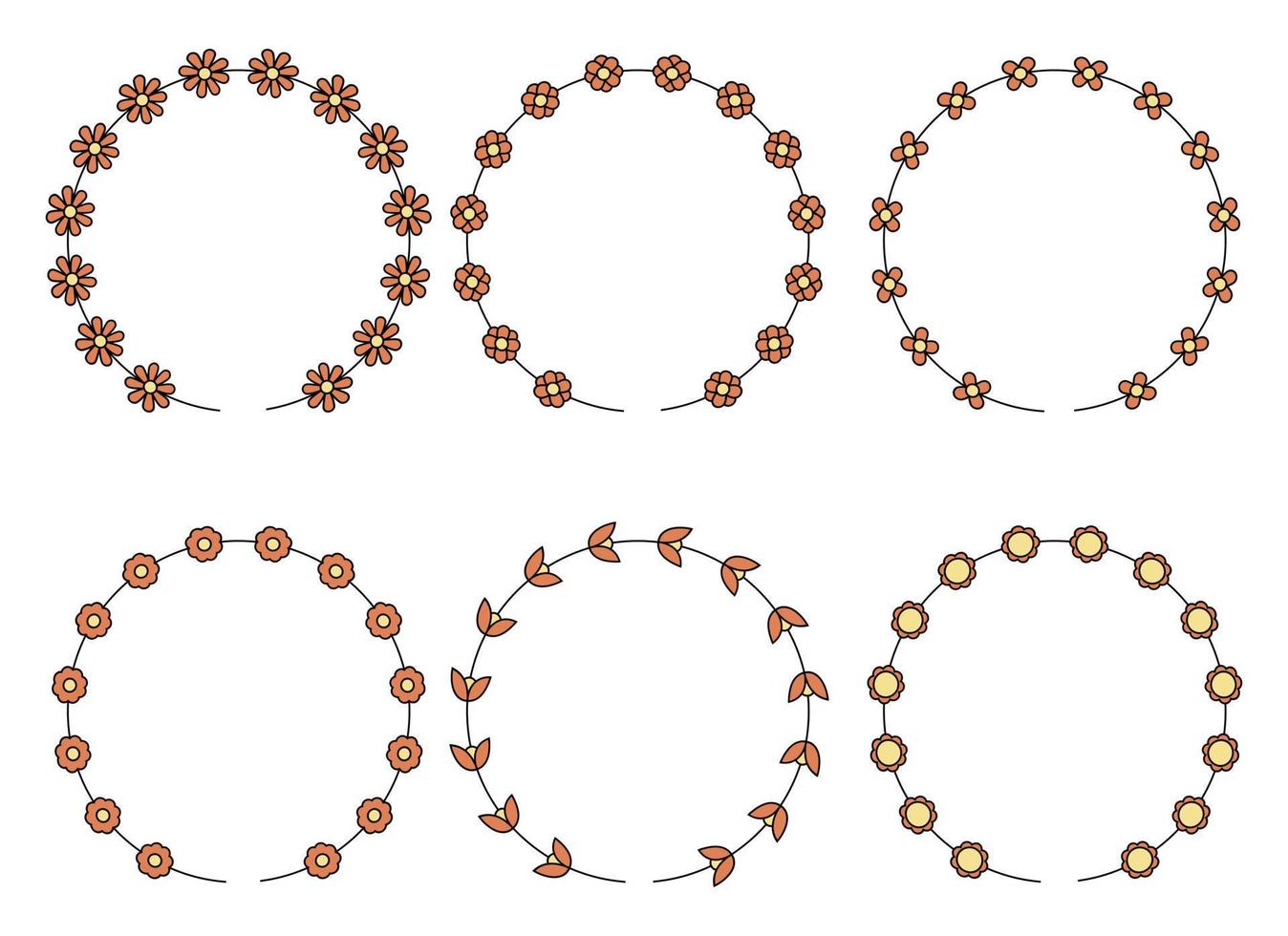 cirkel kader decoratie element met bloemen klem kunst vector