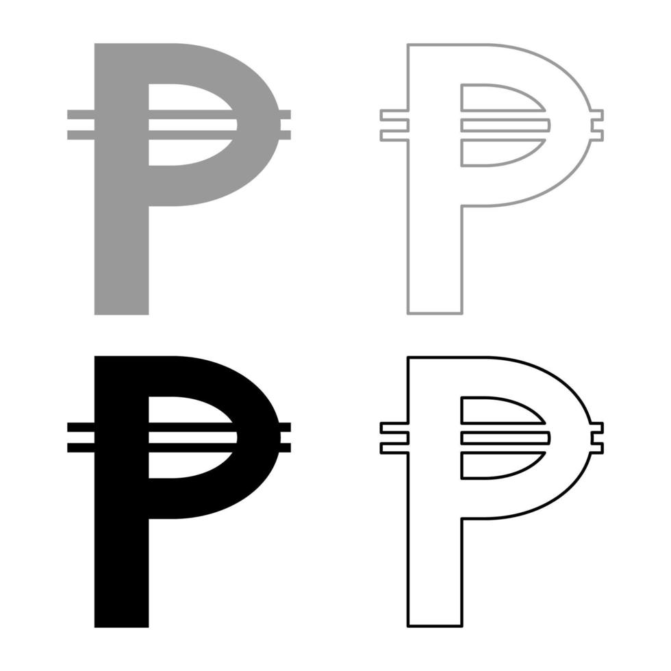 teken van Filipijns peso valuta geld symbool pesos reeks icoon grijs zwart kleur vector illustratie beeld solide vullen schets contour lijn dun vlak stijl