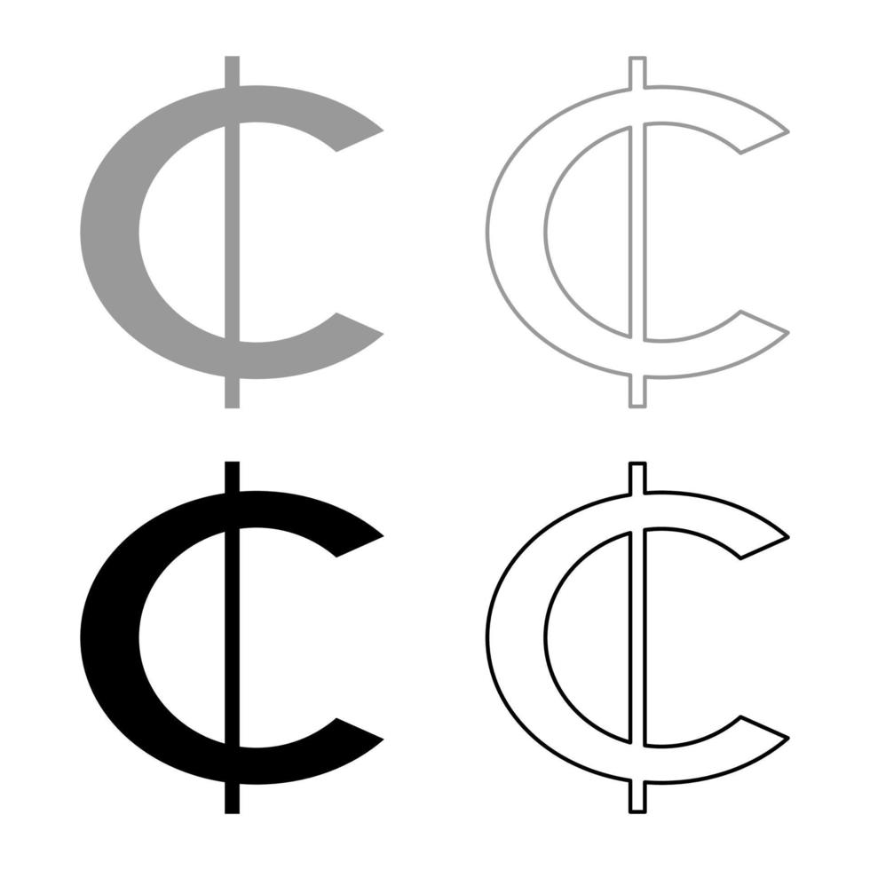 Ghana cedi valuta symbool geld teken contant geld ghs Ghanees reeks icoon grijs zwart kleur vector illustratie beeld solide vullen schets contour lijn dun vlak stijl