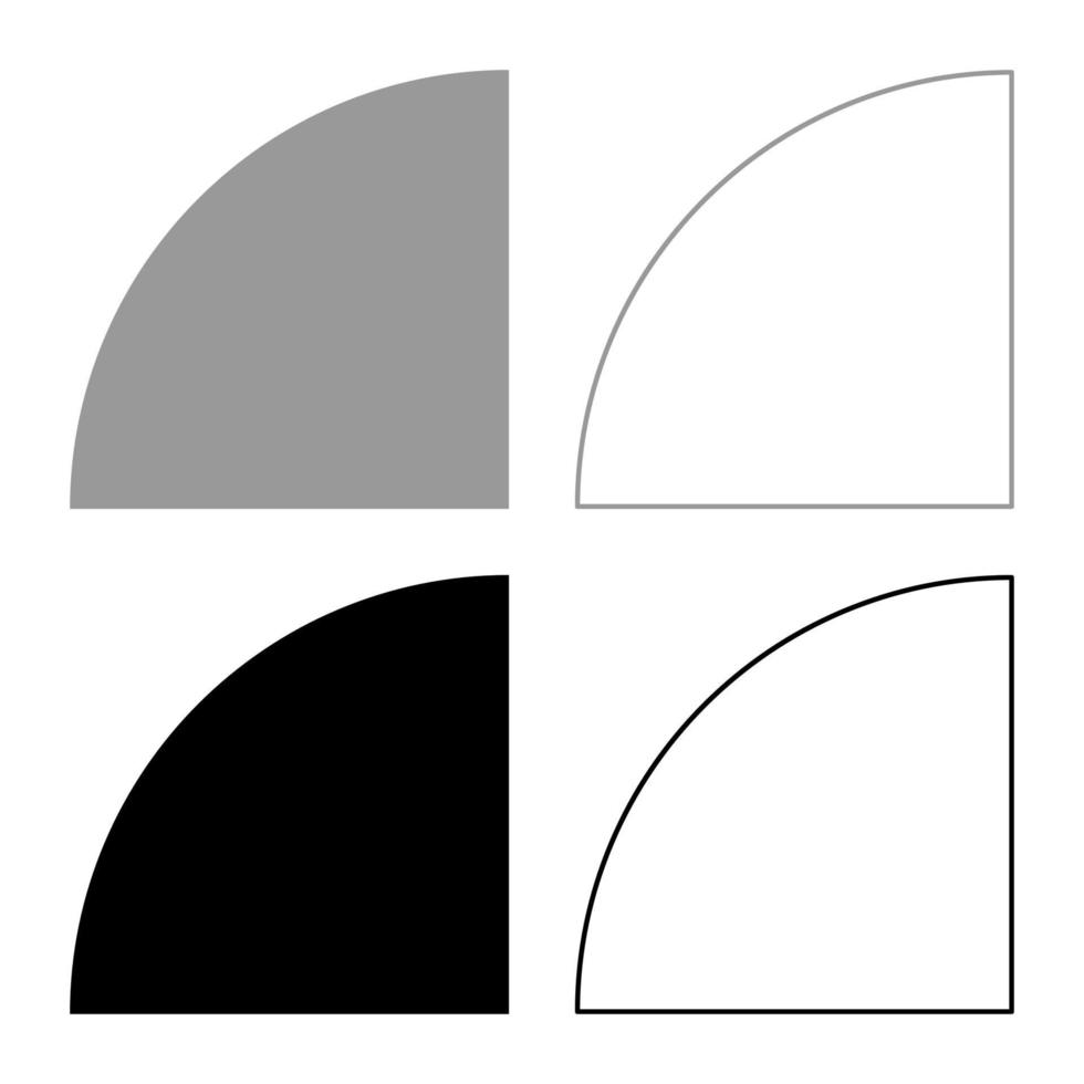 een deel cirkel 14 4 vier reeks icoon grijs zwart kleur vector illustratie beeld solide vullen schets contour lijn dun vlak stijl