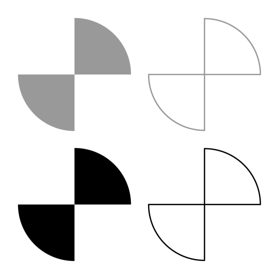 een deel cirkel 12 2 twee reeks icoon grijs zwart kleur vector illustratie beeld solide vullen schets contour lijn dun vlak stijl