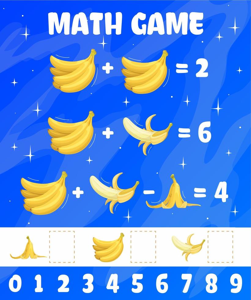 wiskunde spel tekenfilm rauw banaan fruit vector raadsel