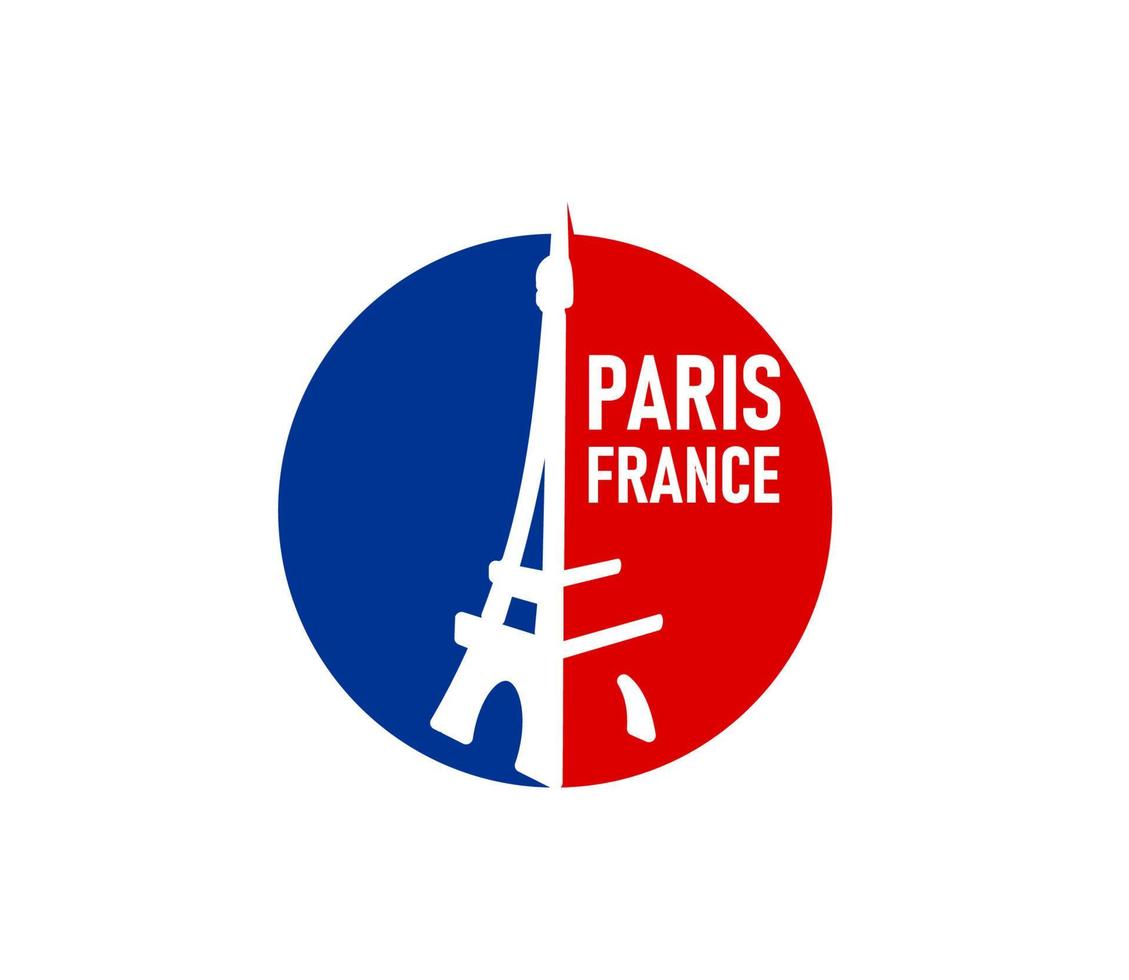 Parijs eiffel toren icoon, Frankrijk vlag, reizen insigne vector