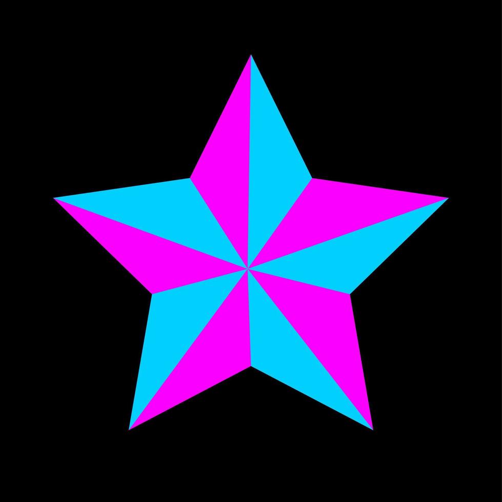 een geïsoleerd roze blauw vector ster Aan zwart achtergrond.