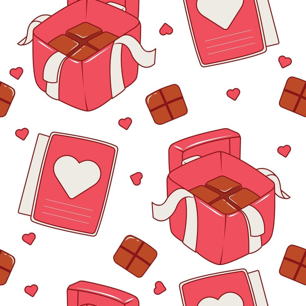 naadloze patroon Valentijnsdag chocoladedoos vector