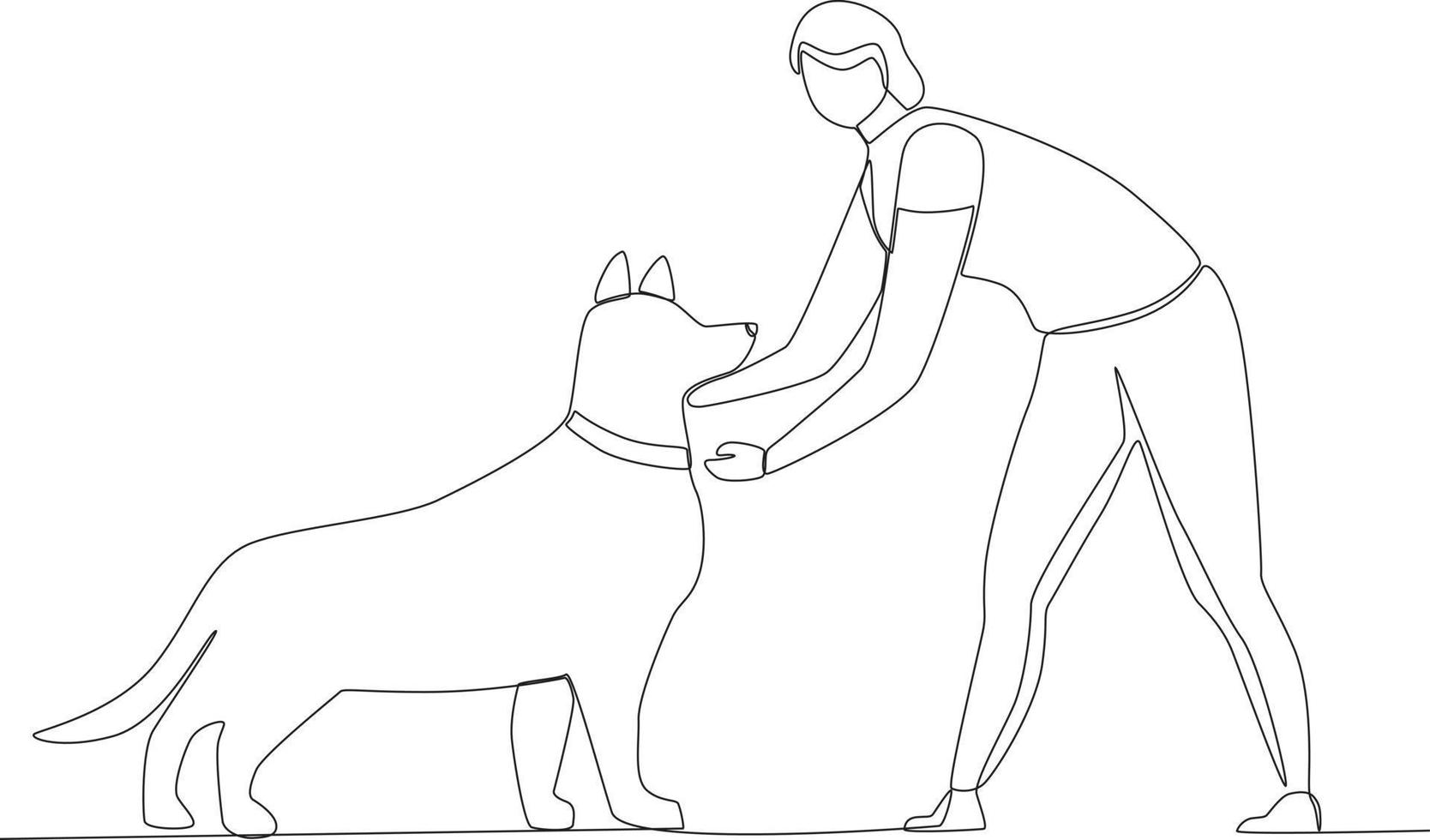 een vrouw beroertes haar honden nek vector