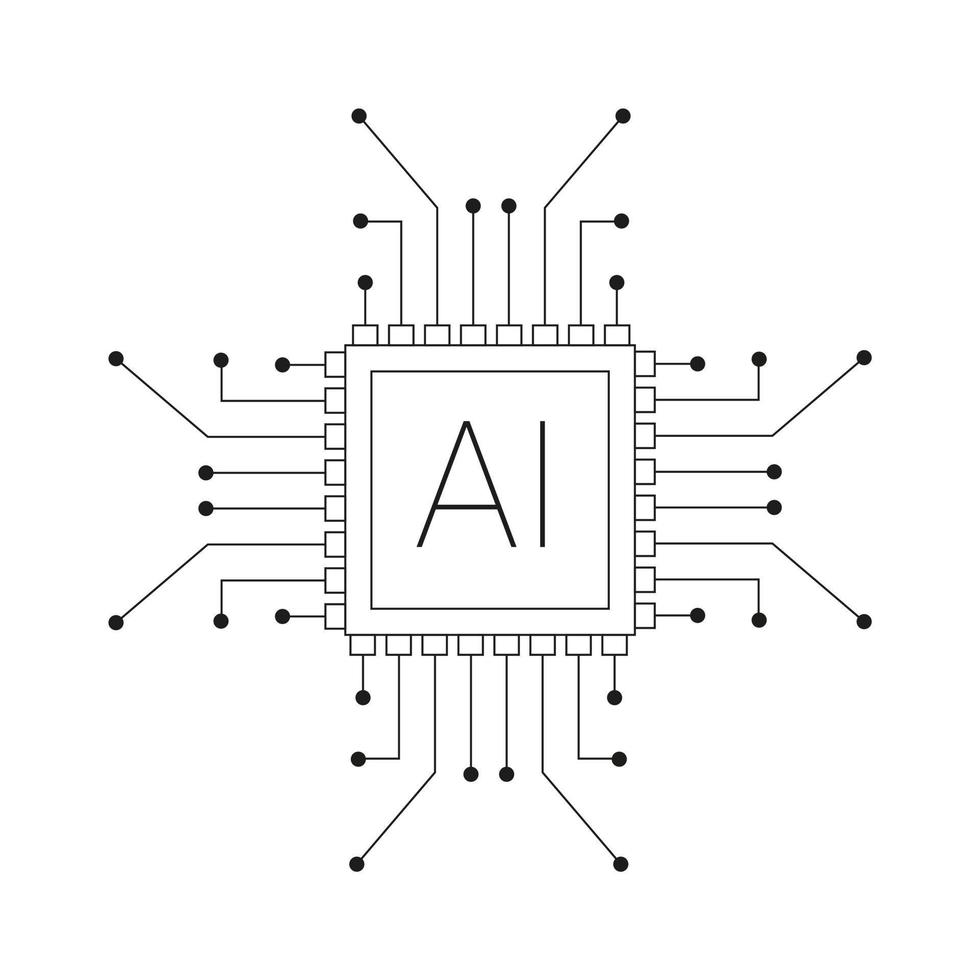 icoon microchip kunstmatig intelligentie- modern technologie machine aan het leren vector