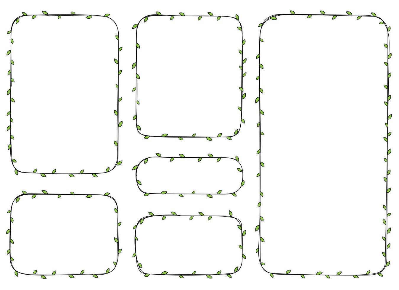hand- getrokken rechthoek kader decoratie element met bladeren vector reeks
