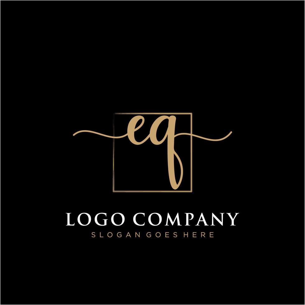 eerste eq vrouwelijk logo collecties sjabloon. handschrift logo van eerste handtekening, bruiloft, mode, juwelen, boetiek, bloemen en botanisch met creatief sjabloon voor ieder bedrijf of bedrijf. vector