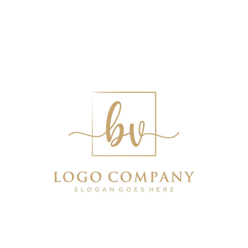 eerste bv vrouwelijk logo collecties sjabloon. handschrift logo van eerste handtekening, bruiloft, mode, juwelen, boetiek, bloemen en botanisch met creatief sjabloon voor ieder bedrijf of bedrijf. vector