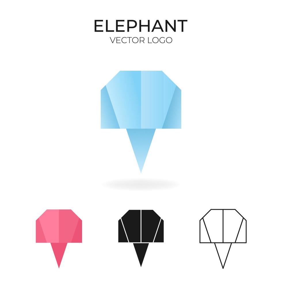 origami vector logo reeks met olifant. geïsoleerd logo in verschillend variaties. verloop, kleur, zwart en schets logo.