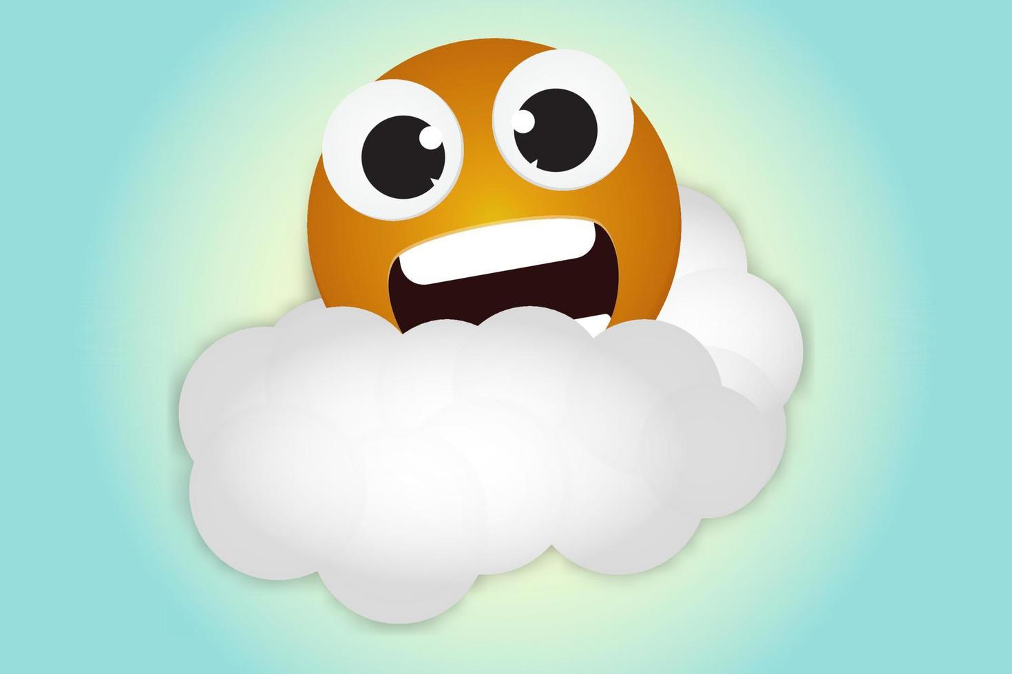 verrast emoticon bovenstaand de wolk vector