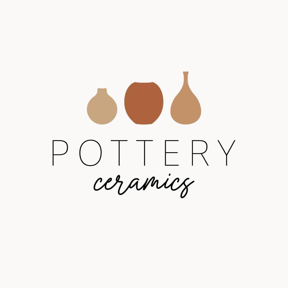 pottenbakkerij keramiek logo ontwerp. drie potten vector logo. handgemaakt keramiek logo sjabloon.