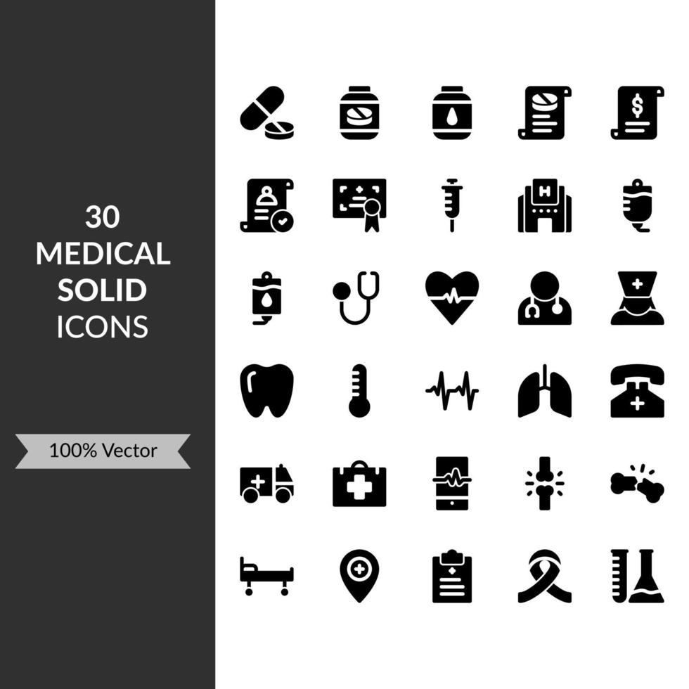 medisch solide pictogrammen voor gezondheidszorg symbool vector