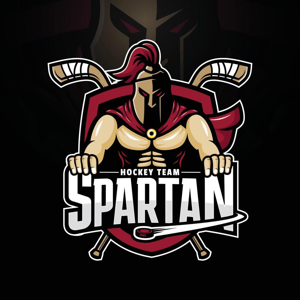 spartaans mascotte ijs hockey logo ontwerp vector