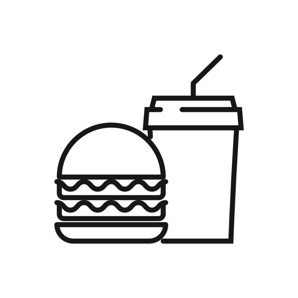 bewerkbare icoon van hamburger en drankje, vector illustratie geïsoleerd Aan wit achtergrond. gebruik makend van voor presentatie, website of mobiel app