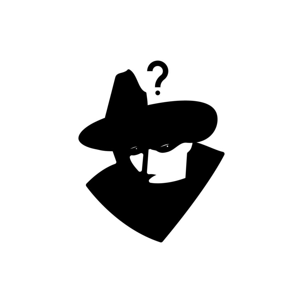 detective vraag zwart en wit vector icoon