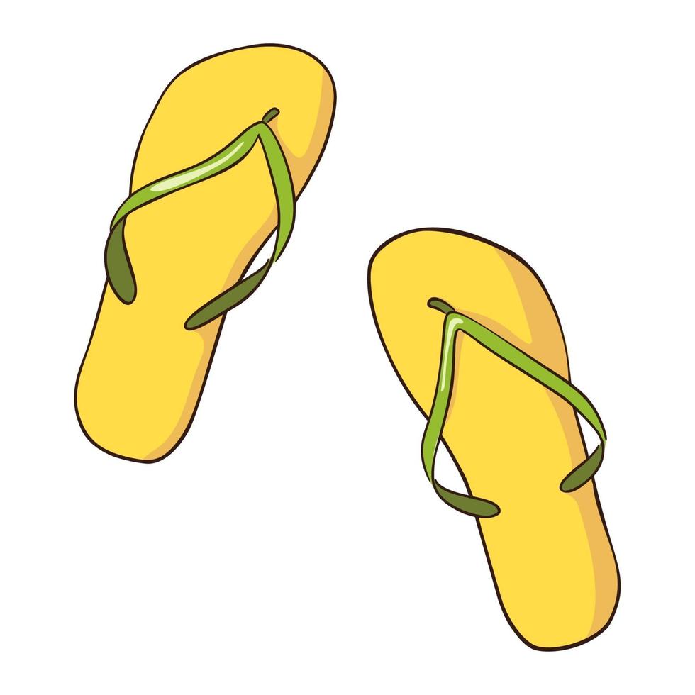 hand getrokken gele en groene flip-flops vector