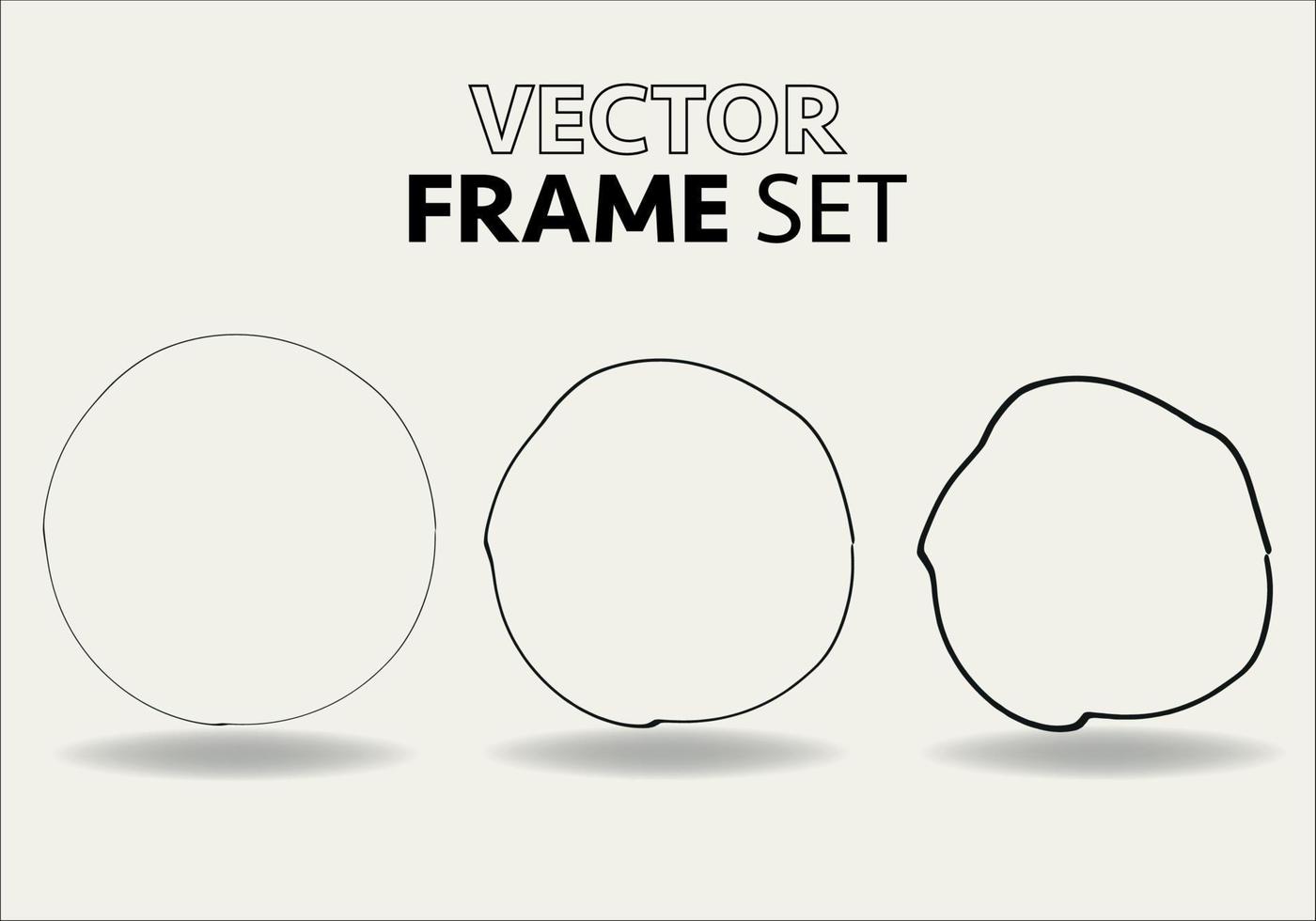 hand- getrokken cirkels schetsen kader vector set. rondes kattebelletje lijn cirkels. vector illustraties.