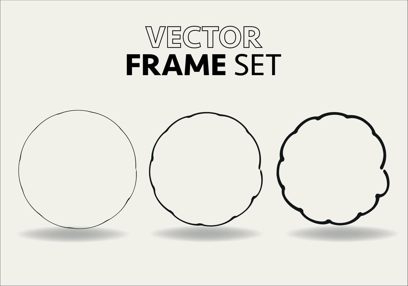 hand- getrokken cirkels schetsen kader vector set. rondes kattebelletje lijn cirkels. vector illustraties.