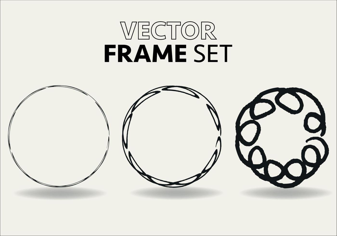 hand- getrokken cirkels schetsen kader vector set. rondes kattebelletje lijn cirkels. vector illustraties.