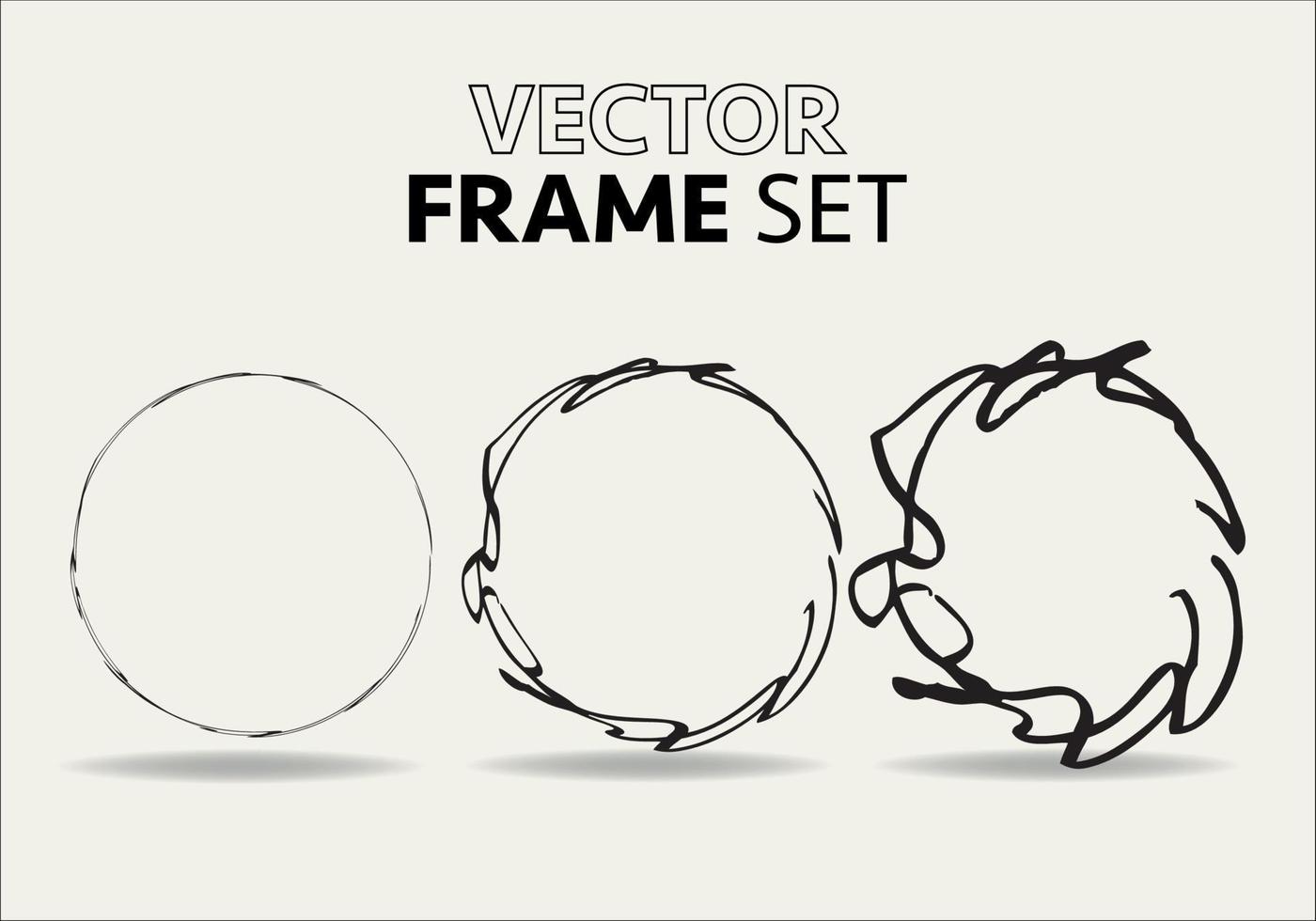 hand- getrokken cirkels schetsen kader vector set. rondes kattebelletje lijn cirkels. vector illustraties.