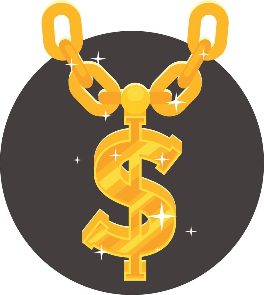 vector beeld van een gouden keten met een dollar symbool