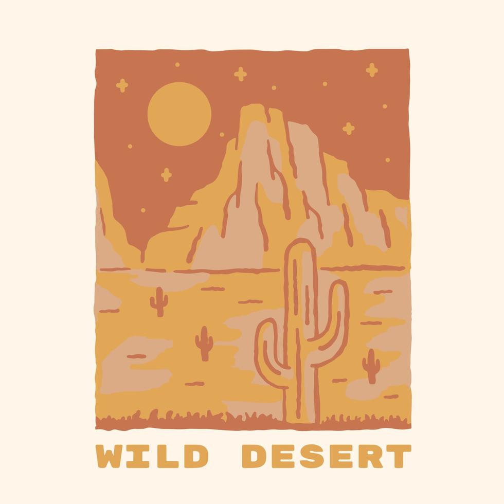 wild woestijn cactus wijnoogst vector illustratie