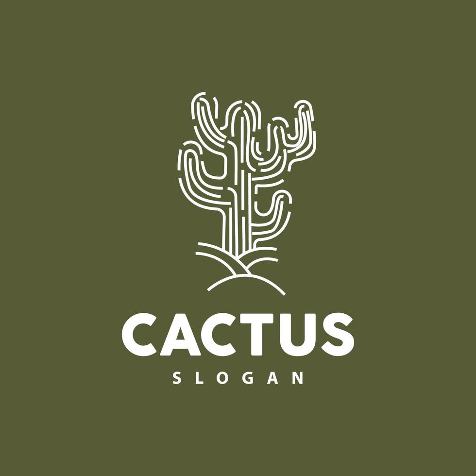 cactus logo, woestijn groen fabriek vector, gemakkelijk ontwerp elegant lijn stijl, icoon illustratie symbool vector