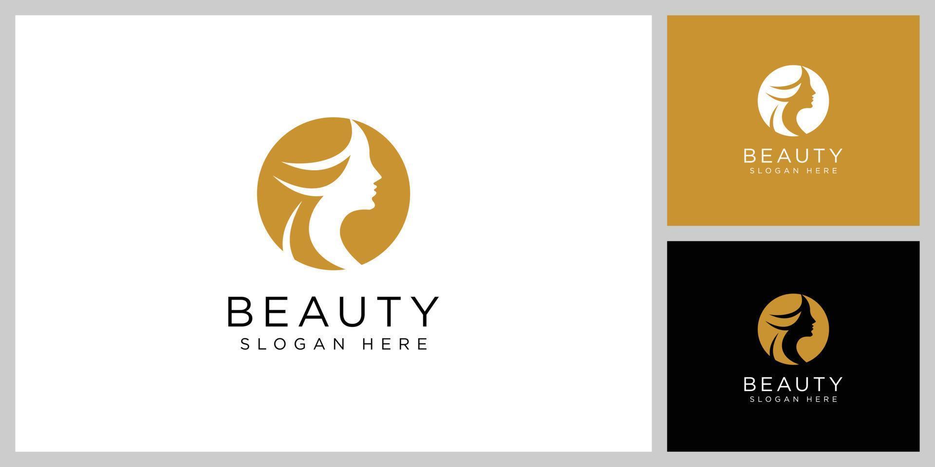 schoonheid vrouw kapsel logo ontwerp voor natuur mensen salon elementen vector