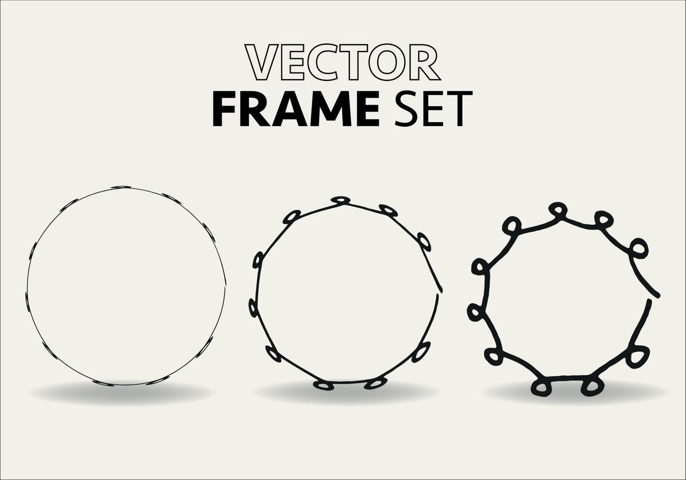 hand- getrokken cirkels schetsen kader vector set. rondes kattebelletje lijn cirkels. vector illustraties.