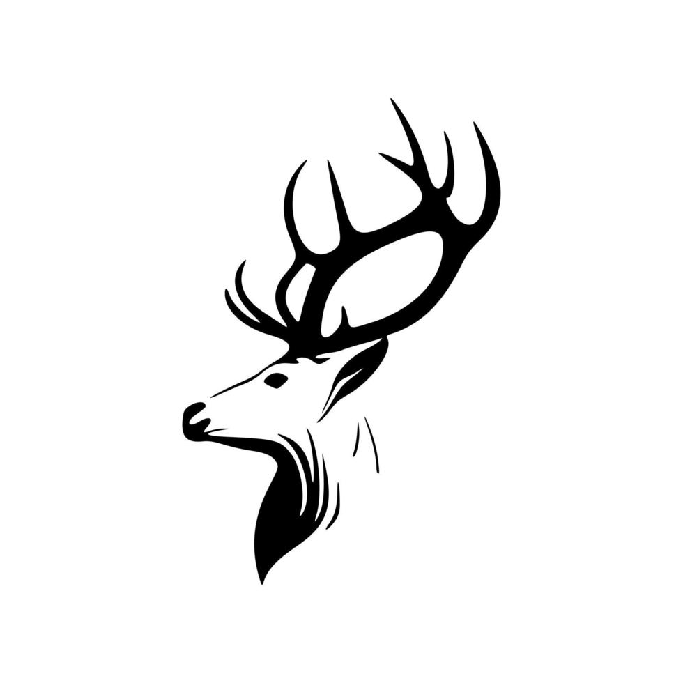 een logo van een hert in gemakkelijk zwart en wit vector formaat.