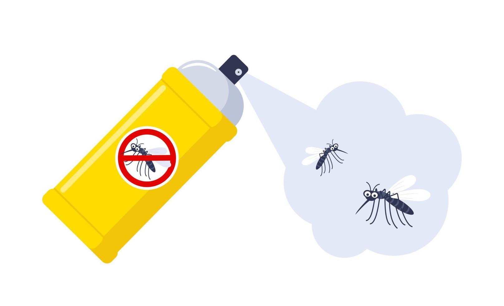 sproeien insecticide Aan muggen. plaag controle. aërosol voor kever beet preventie. vector illustratie.