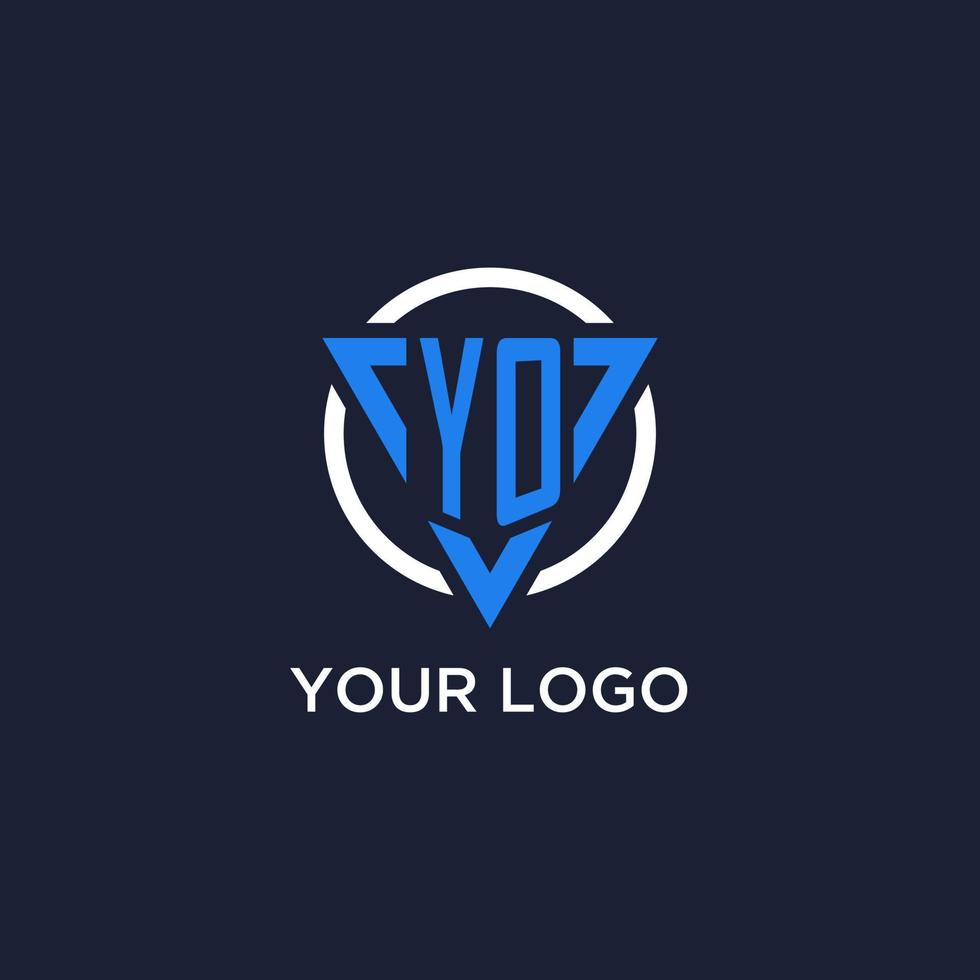 yo monogram logo met driehoek vorm en cirkel ontwerp elementen vector